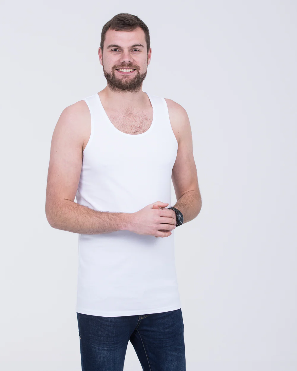 Girav Sleeveless Extra Tall Vest (white) Twin Pack - Image 3
